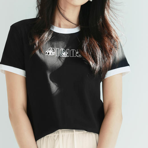 【积分换购不退货】【特惠不退货】伊芙丽简约可爱熊猫字母T恤1F7100611 商品图2