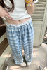 <曾小咸推荐>韩系蕾丝高腰蓝色格子休闲裤 商品缩略图5