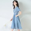 【高货sh】全新升级【铂金会员266/天猫359/差价93】(13236) 洛诗琳2025夏季法式V领收腰系带茶歇裙蓝色天丝提花连衣裙 商品缩略图3
