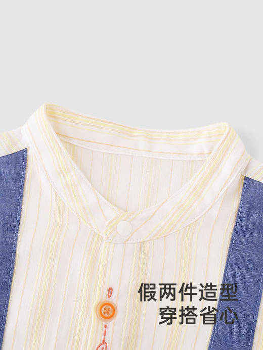 英氏婴儿衣服夏季短袖透气男宝宝外出服假两件连体衣YRHBJ2R031A 商品图4