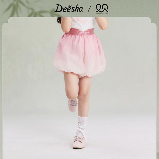 笛莎Deesha观山见女童裤子2025夏季女童国风短裤 商品图1