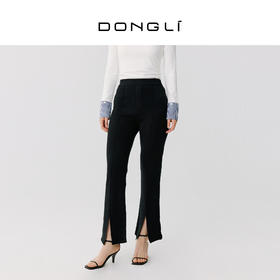 东黎 •  丝绒款女士春夏微喇叭裤前开叉阔腿裤 3007