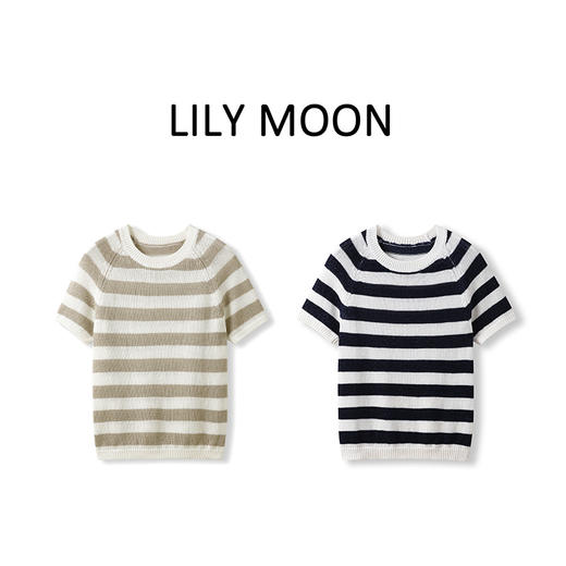 LILY MOON进口和纸纱天丝圆领套头针织衫LM1209 商品图0