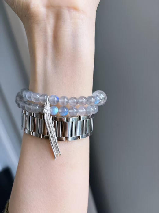 月光～ 天然水晶灰月光/银发晶/925银配件手串收件 点位:5.8-12 商品图2