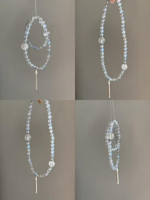 月光～ 天然水晶灰月光/银发晶/925银配件手串收件 点位:5.8-12 商品图0