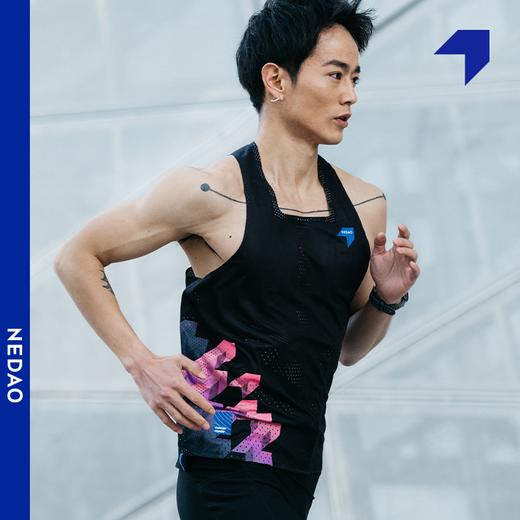 内道新款一片式箭头风洞背心男款跑步汗训练马拉松透气贴合背心 商品图0