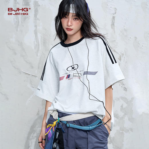 BJHG不计后果 泽西风复古t恤短袖女夏季2025新款凉感黑色短袖上衣 商品图1