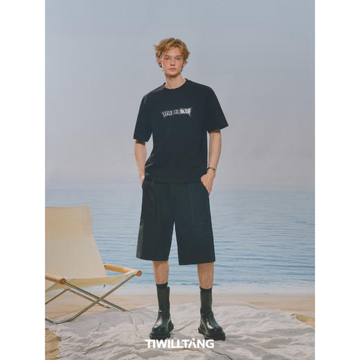 启世录TIWILLTANG“圣迹绽放”烫银印花T恤夏季圆领宽松短袖上衣 商品图4