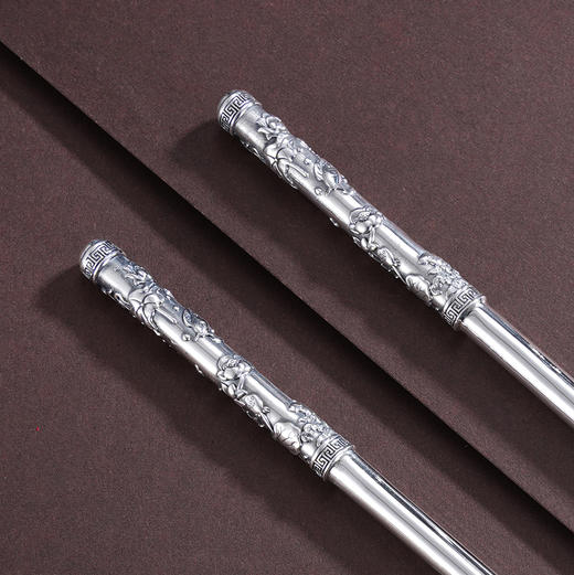 子佩集S999银【暮鼓】筷子摆件花满福堂【KZ000125】纯银餐具鱼莲2503 商品图1