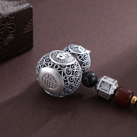 子佩集S999银【福吉双临】钥匙扣【JFQGJ002】纯银小摆件葫芦花丝大吉2503 商品图5