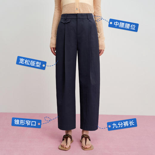 【麻感萝卜裤】simplepieces秋季款SPS休闲裤女梨形显瘦九分裤 商品图5