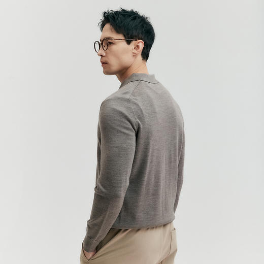 棉仓347826027-基础款全羊毛POLO领针织衫 商品图2