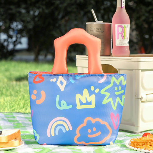 联诚2025年新款加厚手提饭盒袋 学生上班族涂鸦手绘带饭包便当包【超值特卖AL】 商品图3