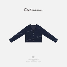 COCO ZONE刘一一 简约藏蓝色轻薄单排扣毛针织开衫CD1A0396