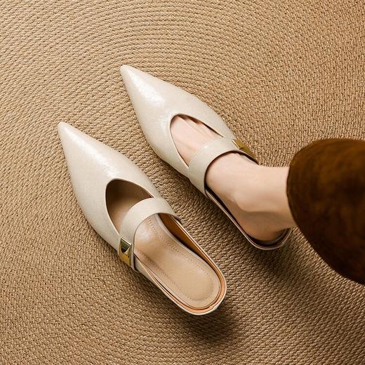 【预售5天】真皮包头凉鞋，尖头平底半拖鞋女柔软穆勒鞋SLLK&sl-7905 商品图4