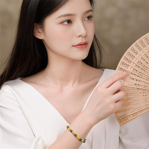 【热卖臻品】锦绣系列 南红翡翠花丝金珠手链足金黄金手串【按克计价黄金2】MEMORA诗普琳GB304301、GB304302 商品图3