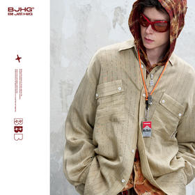 BJHG不计后果条纹衬衫外套男款夏季2025新款轻薄美式复古长袖衬衣