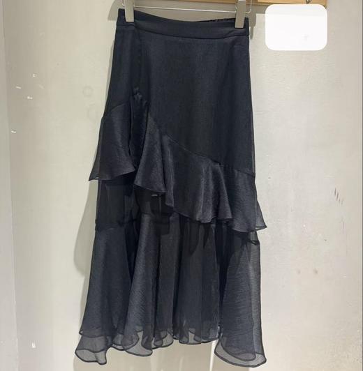 N后腰松紧网纱长款半裙（黑）夏季152080020321 商品图0