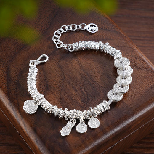 子佩集S999银【钱缘之源】手串【SC001328】纯银手链钱币钱串腰缠万贯盘缠盘缠2503 商品图1