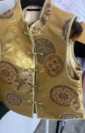 盛唐牡丹 | 西阵织限量对襟马甲-土黄金