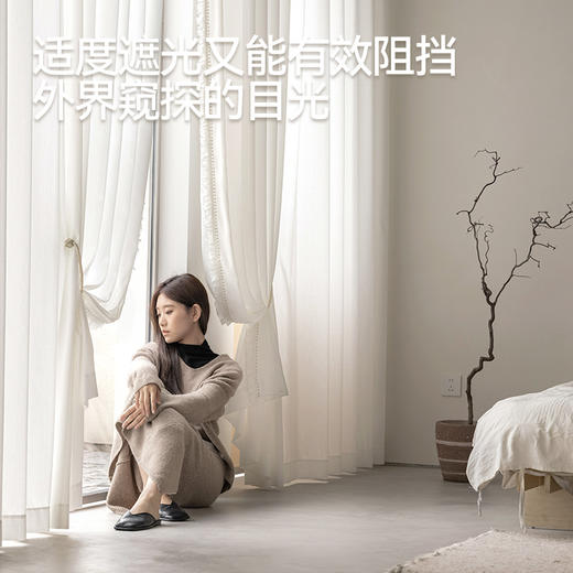 【听海纱】金蝉透光不透人海浪纹理纱帘 商品图3