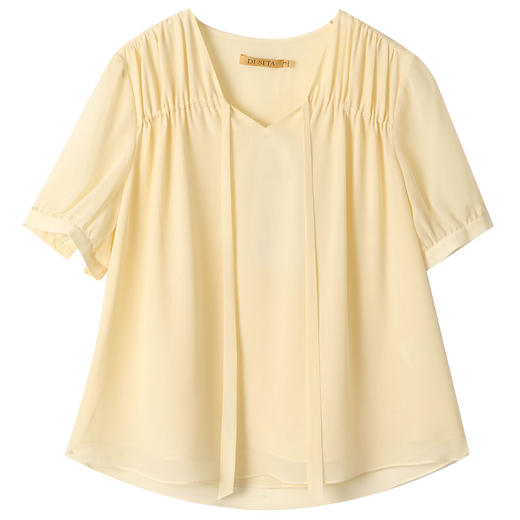 玳莎双层真丝乔其上衣女2025夏季新款宽松轻薄领口飘带设计感小衫  FB31102 商品图4