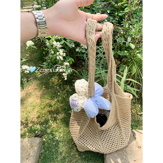 <曾小咸推荐>百搭2色慵懒风镂空编织简约单肩包 商品图3