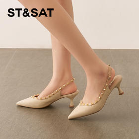 【铆钉系列】星期六通勤百搭尖头后空跟鞋SSD1114328