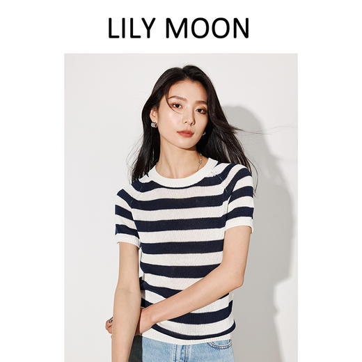 LILY MOON进口和纸纱天丝圆领套头针织衫LM1209 商品图4