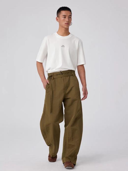Simple Project/K25122/尼龙双腰带弧形长裤 商品图1