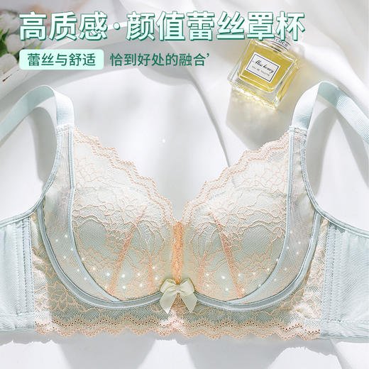 夏款防潮抗菌透气洞洞杯小胸聚拢防下垂蕾丝薄文胸 614 商品图2