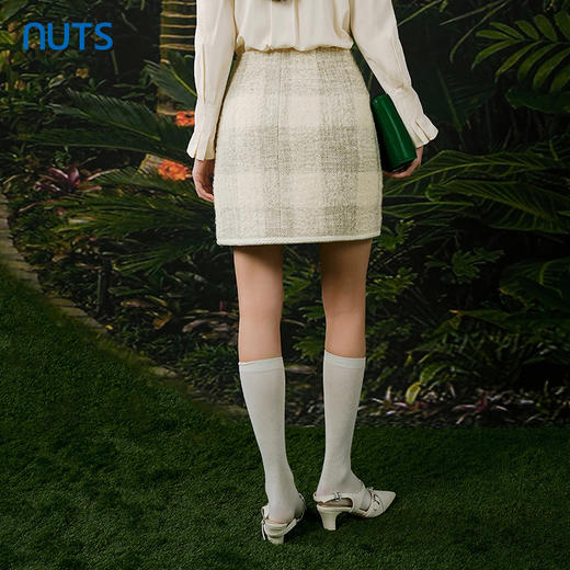 NUTS春秋季新款法式优雅小香风直筒显瘦格纹短裙女411061196 商品图4