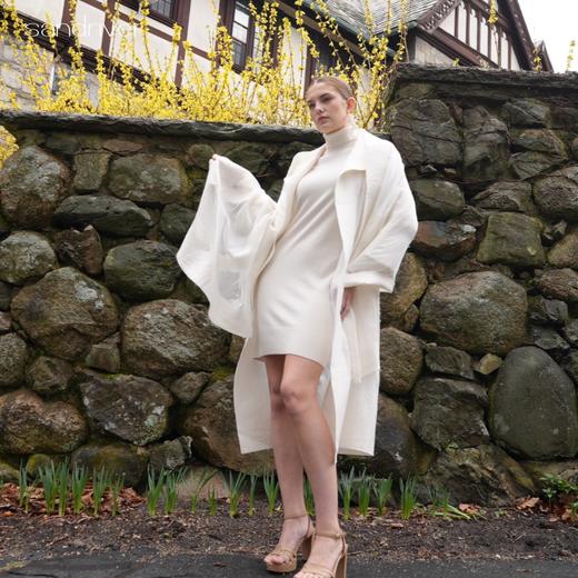 羊绒桑蚕丝手工毛毡风衣外套 SJF93W334N 商品图1