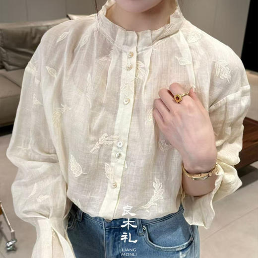 良木礼轻奢洋气小香风蕾丝木耳边衬衫（18826） 商品图0