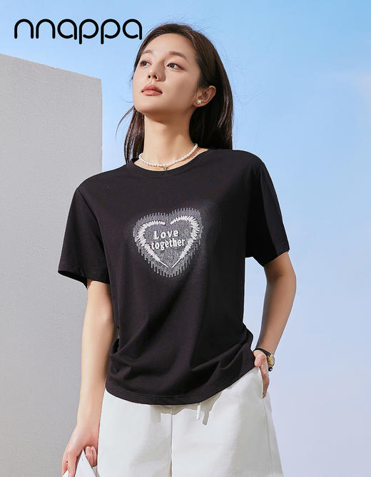 心形字母绣花收腰女上衣CA7329 商品图0