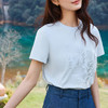玳莎绣花圆领T恤女2025年夏季新款丝滑透气清新时尚百搭短袖上衣  FB32103 商品缩略图1