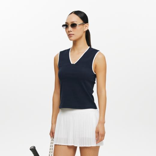 oneup撞色边V领背心 商品图1