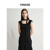 VIMAGE纬漫纪高级通勤简约修身显瘦黑色T恤上衣2025夏季新款V2313919 商品缩略图3