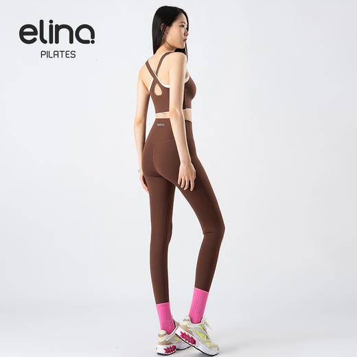 一恋•普拉提 2025春季新款固定杯撞色交叉美背瑜伽背心无T线高腰裸感长裤瑜伽套装EMM017+EMM218 商品图2