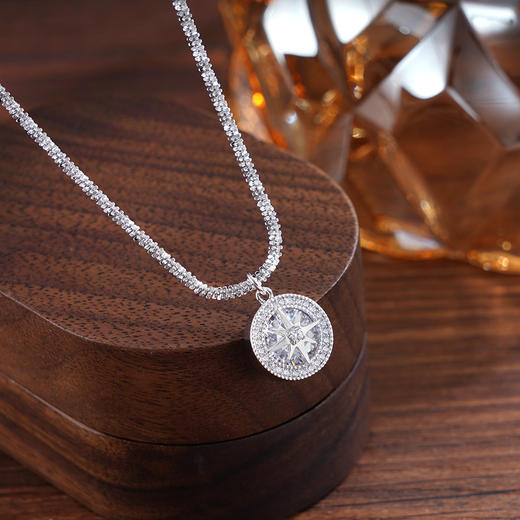 子佩集S925银【星芒幻梦】套链【FYL-1474】纯银项链时尚圆形星芒锆石八芒星2503 商品图2