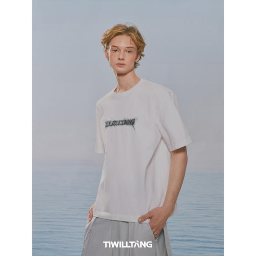 启世录TIWILLTANG“圣迹绽放”烫银印花T恤夏季圆领宽松短袖上衣 商品图1