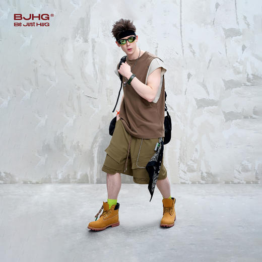 BJHG不计后果大口袋工装短裤男夏季2025新款潮牌假两件休闲五分裤 商品图2