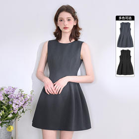 简约气质高级感圆领背心裙女立裁收腰显瘦连衣裙V0850332