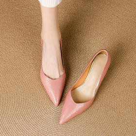 【预售5天】全皮女鞋细跟尖头浅口单鞋牛皮韩版简约气质高跟鞋通勤工作鞋SLLK&sl-7903