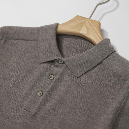 棉仓347826027-基础款全羊毛POLO领针织衫 商品图3