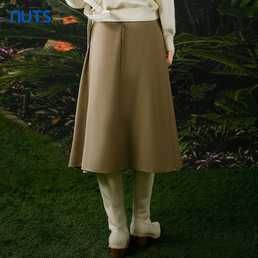 NUTS春秋季新款复古通勤高腰显瘦不规则中长款半身裙女411061012 商品图4