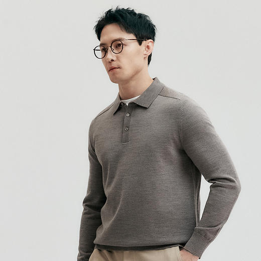棉仓347826027-基础款全羊毛POLO领针织衫 商品图1