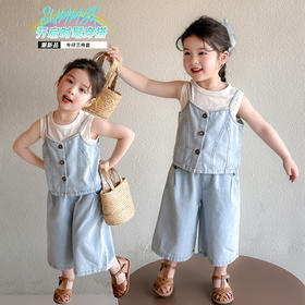 【多巴胺懒人套装】韩国潮流女童刺绣卡通短袖套装 洋气网红休闲两件套