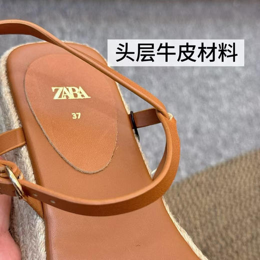 外贸出口，正品ZARA草编厚底全皮女士凉鞋

尺码:35-41码(标准码，修长款)
材料:头层牛皮
大底:草编➕橡胶
包装:袋装
专柜39.95欧，折合人民币320元 商品图9
