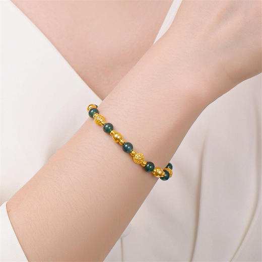 【热卖臻品】锦绣系列 南红翡翠花丝金珠手链足金黄金手串【按克计价黄金2】MEMORA诗普琳GB304301、GB304302 商品图4